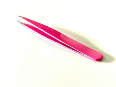 Eyebrow Grooming Multi Purpose Tweezers Pointed Tip Pink Color Stainless