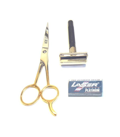 Barber Hair Cutting Scissors 7.5" Size Plus Old Fashion Safety Razor Set