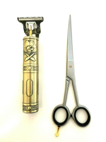 Professional Quality Size Curved Hashir's Scissors Shears + Cordless Shaving Hair Clipper Trimmer