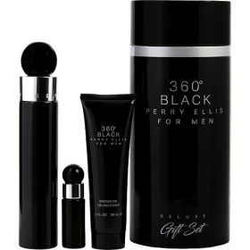 PERRY ELLIS 360 BLACK by Perry Ellis EDT SPRAY 3.4 OZ & SHOWER GEL 3 OZ & EDT SPRAY 0.25 OZ MINI