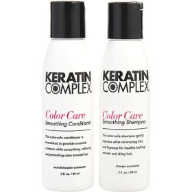 KERATIN COMPLEX by Keratin Complex KERATIN COLOR CARE SMOOTHING SHAMPOO & CONDITIONER DUO 3 OZ x 2 (NEW WHITE PACKAGING)