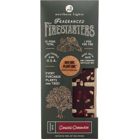 CINNAMON FIRESTARTERS by DOWN TO EARTH FIRESTARTERS FRAGRANCED COLORED WAX COMBINED WITH RECYCLED AND RENEWABLE MATERIAL. BOX CONTAINS 10X1.8 OZ EACH