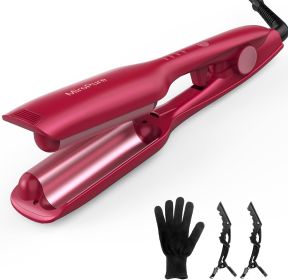 Hair Waver Iron Beach Waver Wand Hair Crimper Hair Waver Barrel Curling Iron 1 Inch PTC Heater Auto Shut-Off Adjustable Easy Shap Long Lasting Heat Du