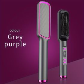 Hair Straightening Comb Artifact; Does Not Hurt Hair; Lazy Hair Straightener; Preheats For 5 Minutes To Make Straight Hair Slightly Curly; Curved Hair (Color: Grey)