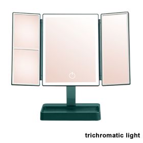 360Â° Adjust Foldable Makeup Mirror With LED Light Rechargeable Wireless 1-3X Magnifying 3 Tone Light Desktop Vanity Mirror Table (Emitting Color: three lights2, Ships From: CN)